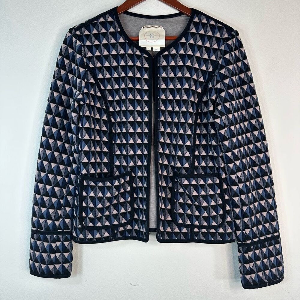 Anthropologie Hei Hei Vala Quilted Geometric Blazer Jacket Womens Medium Boho
